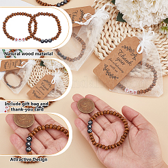 24Pcs Natural Wood Round Beaded Stretch Bracelets&nbsp;BJEW-GO0001-46