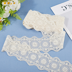 5ヤードのフラットコットンレースリボン  DIYのジュエリーには  誕生日の結婚式のパーティーの装飾  フローラルホワイト  3-3/8インチ（85mm）  約5.00ヤード（4.57m）/セット&nbsp;OCOR-GF0004-71A-01