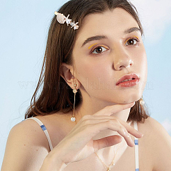 4種類のスタイルの鉄製ワニ口ヘアクリップ4個  合金パーツ  合金ヒトデ/貝殻とプラスチックビーズまたは樹脂ビーズとラインストーン付き  ミックスカラー  32x27mm&nbsp;PHAR-PH0001-11
