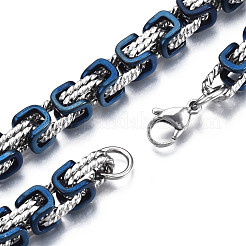 Ion Plating(IP) Two Tone 201 Stainless Steel Byzantine Chain Bracelets&nbsp;BJEW-S057-94A