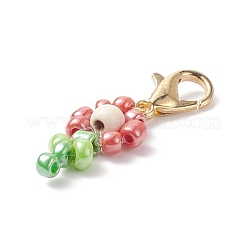 Glass Seed Beaded Flower Pendant Decorations&nbsp;HJEW-JM00729