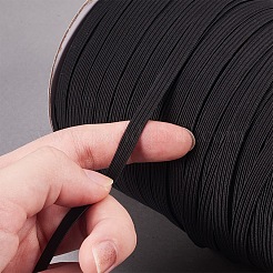 フラットゴムひも  ビーズクラフトストレッチストリング  ブラック  6x1mm  約200ヤード/ロール（600フィート/ロール）&nbsp;EC-PH0001-07B