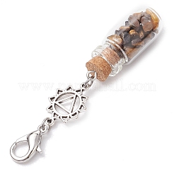 7Pcs 7 Styles Chakra Natural & Synthetic Gemstone Chip Beads inside Glass Wishing Bottle Pendant Decorations&nbsp;HJEW-JM02344