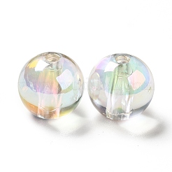 ツートン UV メッキ レインボー虹色アクリル ビーズ  二層ビーズ  ラウンド  ミックスカラー  15~15.5x15.5~16mm  穴：3~3.1mm&nbsp;TACR-D010-03A