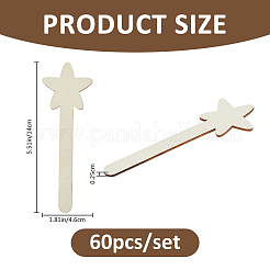 60Pcs Unfinished Wood Star Stick&nbsp;DIY-FH0011-02
