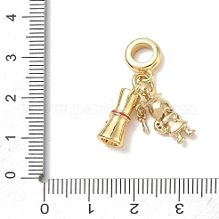 Brass Micro Pave Orange Cubic Zirconia European Dangle Charms&nbsp;KK-CBA765A-04G