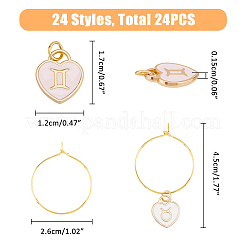 2 Sets 2 Colors Heart with Constellation Alloy Enamel Wine Glass Charms Sets&nbsp;AJEW-FH0004-70