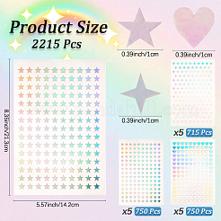 レーザーペットプラスチックステッカー  混合図形  213x142x0.1mm  ステッカー：10x10mm  5個/スタイル&nbsp;DIY-CP0011-62A