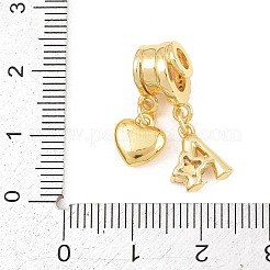 Alphabet Brass Micro Pave Clear Cubic Zirconia Pendants&nbsp;KK-Z151-20G