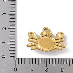 合成ターコイズの海の動物ペンダント  304ステンレススチール製のカニチャーム  ゴールドカラー  19x25.5x6mm  穴：2.5mm&nbsp;STAS-P408-10G-02