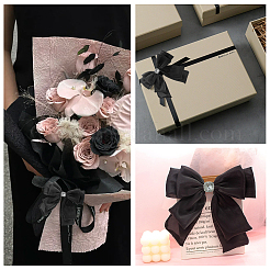 DIY クラフト ギフト ブーケ ラッピング リボン作り用ポリエステル リボン  結婚式の誕生日パーティーの装飾  ブラック  1-5/8インチ（40mm）&nbsp;PW-WG8ABFF-02
