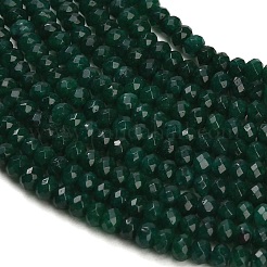 染め加工天然石ホワイトジェイドビーズ連売り  ロンデル  多面カット  濃い緑  4x3mm  穴：0.9mm  約118個/連  13.78''（35センチメートル）&nbsp;GG-CBAF9EE-A15-3x4mm