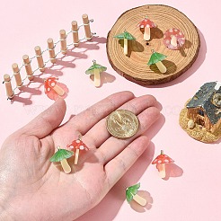 10個2色プラスチックペンダント  アクリルと金メッキの真鍮ループ付き  キノコ  ミックスカラー  18x15mm  穴：1.5mm  5個/カラー&nbsp;KY-FS0001-34A