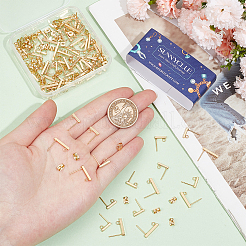 80個 2スタイル 304ステンレススチールスタッドピアス金具  カン付き  80個のイヤーナット  18KGP本金メッキ  10~15x2mm  穴：1.5~1.8mm  ピン：0.7~0.8mm  40個/スタイル&nbsp;STAS-SC0008-53
