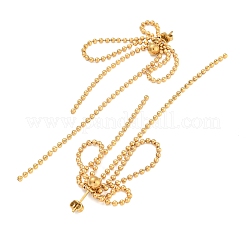 ボヘミアスタイル 304 ステンレススチール ボールチェーン スタッドピアス レディース  蝶結び  ゴールドカラー  91x16.5mm&nbsp;EJEW-G407-01G