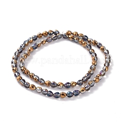 電気メッキガラスビーズセット  半分メッキ  多面カット  苺  黄金メッキ  6~6.5x6mm  穴：1.2mm  約78個/連  18.9インチ（48cm）&nbsp;EGLA-L018-A-HP02