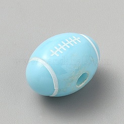 オペークアクリルヨーロピアンビーズ  大穴ビーズ  ラグビー  ライトスカイブルー  12.5x18.5x11.5mm  穴：4mm&nbsp;SACR-CJC0001-34D