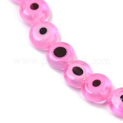 手作りナザールボンジュウランプワークビーズ連売り  フラットラウンド  ショッキングピンク  6x2.5mm  穴：0.6mm  約63~65個/連  13.78~14.92''（35~37.9センチメートル）&nbsp;LAMP-G164-10A-04