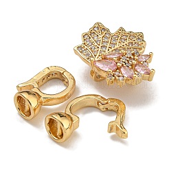 Brass Micro Pave Cubic Zirconia Fold Over Clasps&nbsp;KK-U037-28G-02