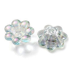 UVメッキレインボー虹色アクリルビーズ  花  クリアAB  24x10mm  穴：3.5mm  内径：8mm&nbsp;OACR-P010-04C