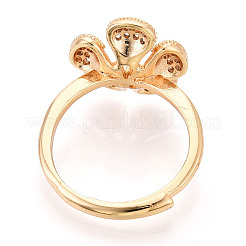 Flower Brass Micro Pave Clear Cubic Zirconia Adjustable Ring Settings&nbsp;KK-T076-25G