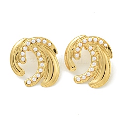 Ion Plating(IP) 304 Stainless Steel & ABS Plastic Pearl Stud Earrings&nbsp;EJEW-G400-19G