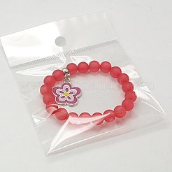 チャームブレスレット  ファッションは子供用透明なアクリルのブレスレットをつや消し  エナメル合金のチャームと弾性糸で  ミックスカラー  45mm&nbsp;BJEW-JB00627