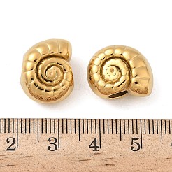304ステンレススチールヨーロピアンビーズ  巻き貝の形  大穴ビーズ  14KGP本金メッキ  16x13x10mm  穴：4.5mm&nbsp;STAS-L022-562
