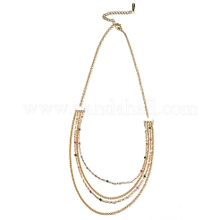 304ステンレススチールのカラフルなエナメル多層ネックレス（女性用）  18KGP本金メッキ  16.54インチ（42cm）&nbsp;NJEW-R014-03G