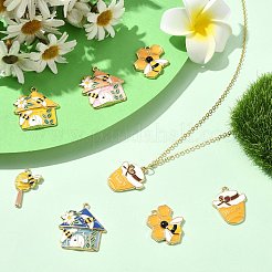 30Pcs 6 Styles Bee Theme Alloy Enamel Pendants&nbsp;ENAM-CJ0006-58