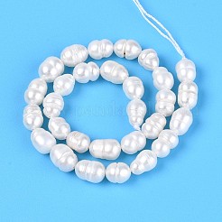 天然養殖淡水パールビーズ連売り  ライス  乳白色  5~7.5x4.5~5mm  穴：0.4~0.5mm  約28~29個/連  6.89~7.28''（17.5~18.5センチメートル）&nbsp;PEAR-T006-06