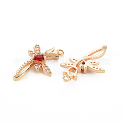 Rack Plating Brass Micro Pave Clear Cubic Zirconia Pendants&nbsp;X-KK-T060-66C-RS