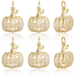 6Pcs Halloween Brass Cubic Zirconia Pendants&nbsp;ZIRC-BBC0003-41