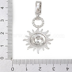 真鍮製マイクロパヴェキュービックジルコニアペンダント  太陽  プラチナ  42mm  穴：3.8x8.5mm&nbsp;LS-KK-H518-01A-P