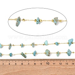 3.28 Feet Handmade Synthetic Turquoise Beaded Chains&nbsp;X-CHC-I026-D-01G