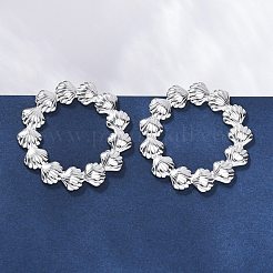 女性用304ステンレススチールスタッドピアス  シェル形状  ステンレス鋼色  34.5x35mm&nbsp;EJEW-K306-18P