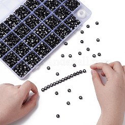 DIYレターストレッチブレスレット作成キット  フラットラウンドいアクリルビーズを含む  伸縮性のある糸  ブラック  ビーズ：7x4mm  穴：1.5mm  1485~1620個/箱&nbsp;DIY-YW0007-60B