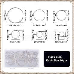 鉄オープン丸カン  ラウンド  プラチナ  18.5~56x2~3mm  内径：14.5~50mm  6色  10個/カラー  60個。&nbsp;FIND-SP0002-63A