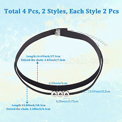 4Pcs 2Styles Alloy Round & Black Velvet Double Layer Choker Necklaces&nbsp;NJEW-WH20002-11A