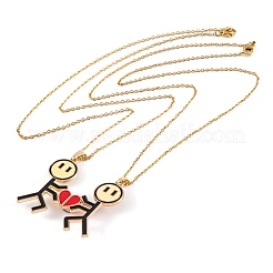 Valentine's Day 2Pcs Alloy Enamel Magnetic Heart Pendant Necklaces&nbsp;NJEW-P305-01G