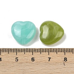 不透明なアクリルビーズ  天然石風  ハート  ツートン  ミックスカラー  15x15.5x6.5mm  穴：1.4mm  約39~50個/50g&nbsp;X-MACR-C037-05A