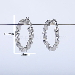 円形のねじれた真鍮フープピアス  プラチナ  41.7x38mm&nbsp;RP9346