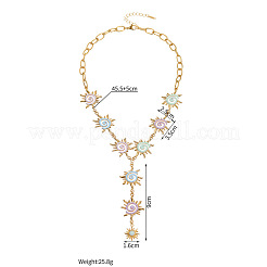 ボヘミアン風304ステンレススチール製カラフルエナメルひまわりY字ネックレス（女性用）  18KGP本金メッキ  17.91インチ（45.5cm）&nbsp;WGB3238-02