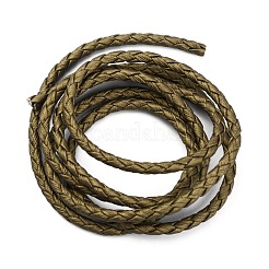 編組puレザーコード  ラウンド  ダークカーキ  4mm  約2.19ヤード（2m）/連&nbsp;WL-WH0005-002H