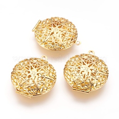Brass Diffuser Locket Pendants&nbsp;X-KK-J010-G