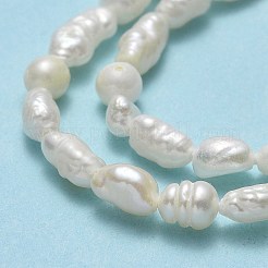 天然養殖淡水パールビーズ連売り  ライス  リネン  4~7x2.8~3.2mm  穴：0.5mm  約64~67個/連  13.98''~14.17