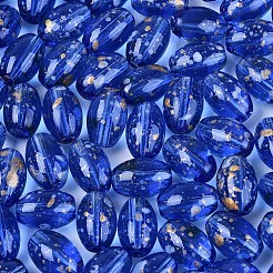 楕円形のガラスシードビーズ  グリッターパウダー付き  ツートン  ブルー  9~9.5x6~6.5mm  穴：1.3~1.5mm  約1058個/ポンド&nbsp;SEED-T009-02I