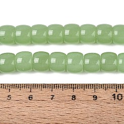 ジェイド風ガラスビーズ連売り  コラム  ダークシーグリーン  9.5~10x8mm  穴：1~1.2mm  約45~49個/連  14.17~16.14インチ（36~41cm）&nbsp;GLAA-Q106-02A-A03
