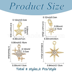16Pcs 8 Styles Brass & Alloy & Rhinestone & Cubic Zirconia Pendants Sets&nbsp;FIND-YW0011-28