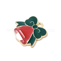 クリスマス合金エナメルペンダント  ゴールドカラー  クリスマス鐘  18x20x2mm  穴：1.8mm&nbsp;FIND-H055-17G-G01